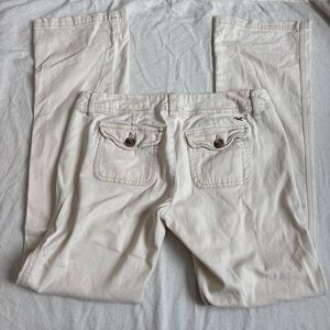 Hollister Women's Cream Boot Cut Y2K Cotton Pants